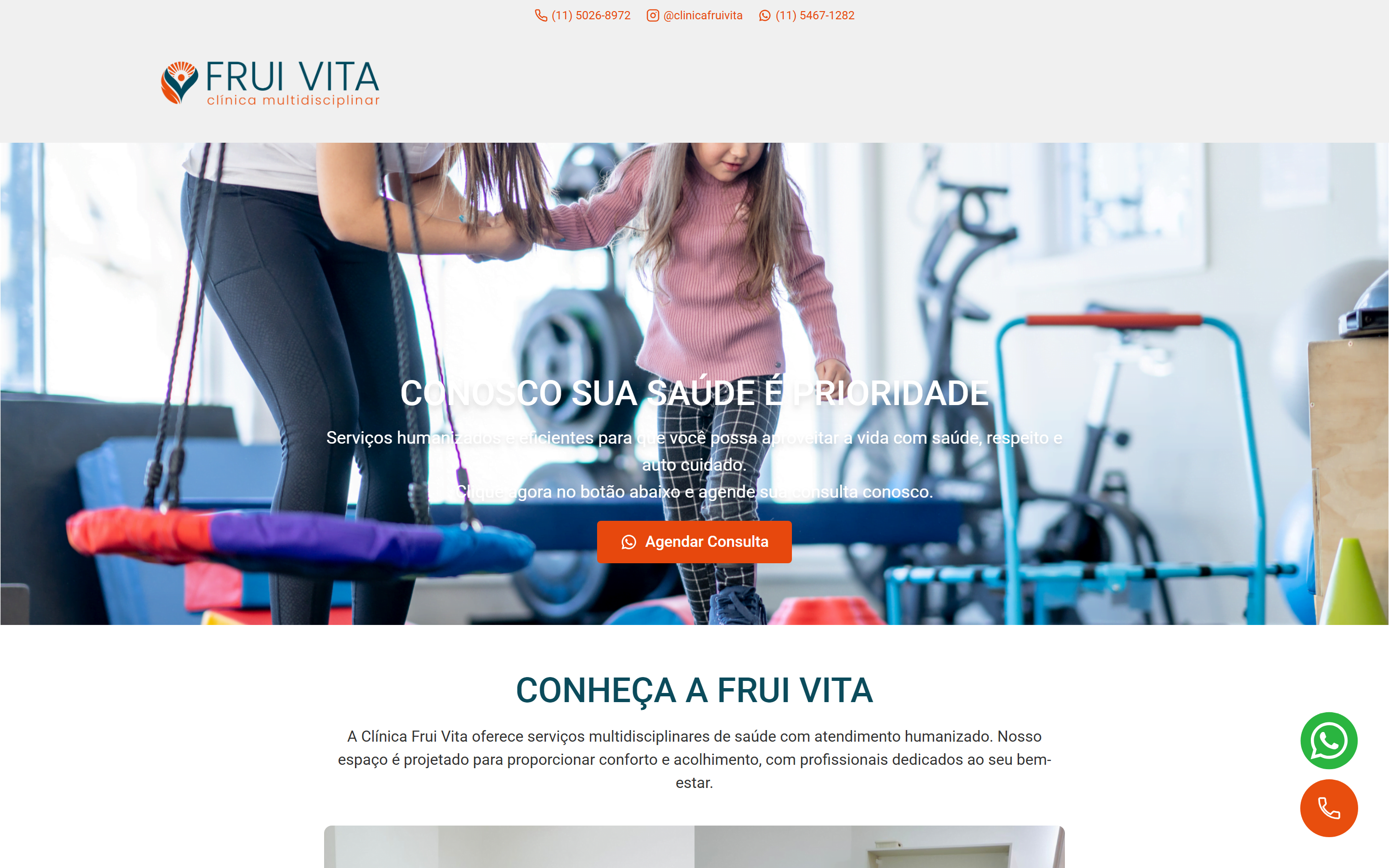 Projeto Clínica Fruivita, exemplo de site para clínicas e saúde