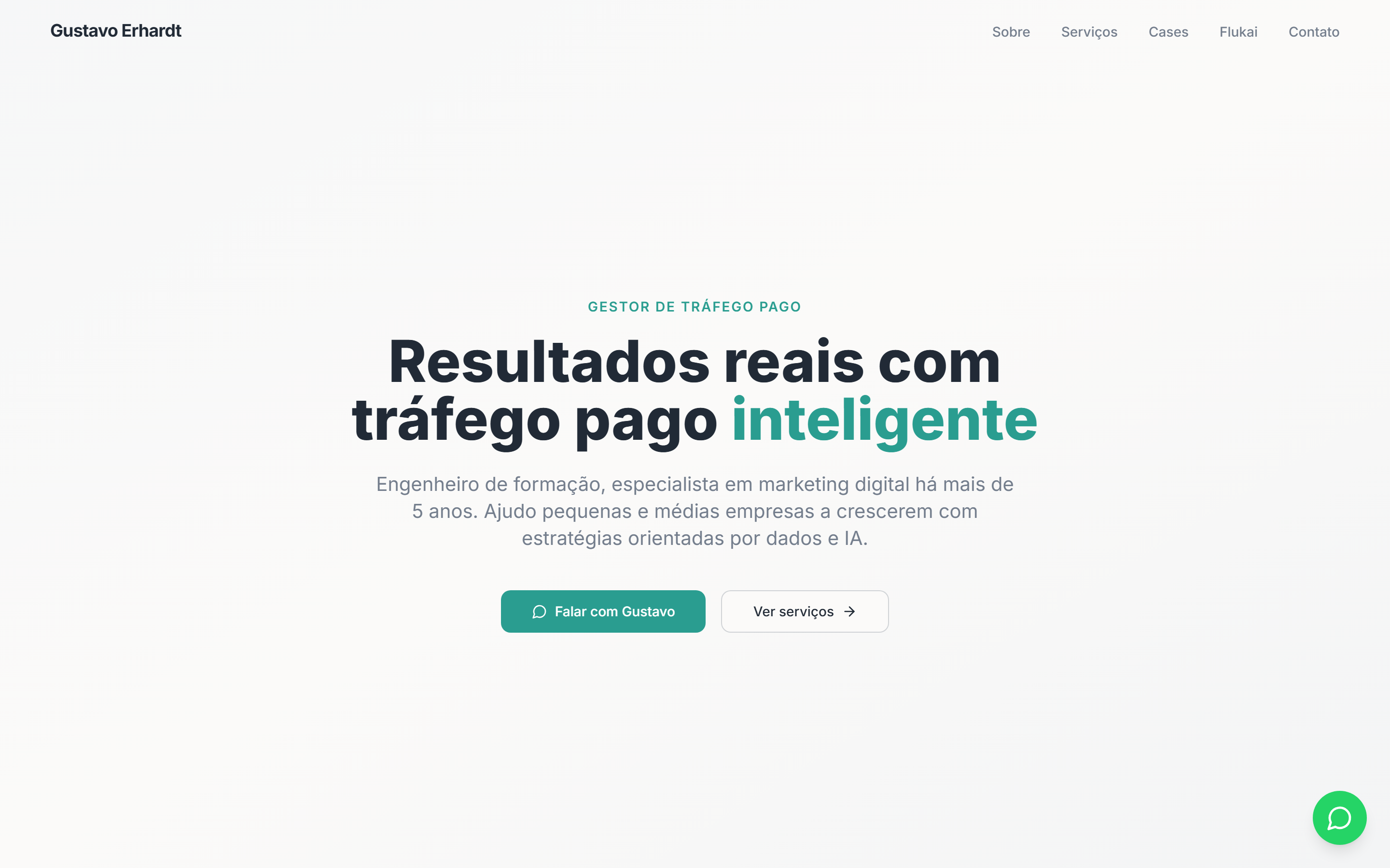 Projeto Gustavo Erhardt, exemplo de site para marca pessoal e serviços