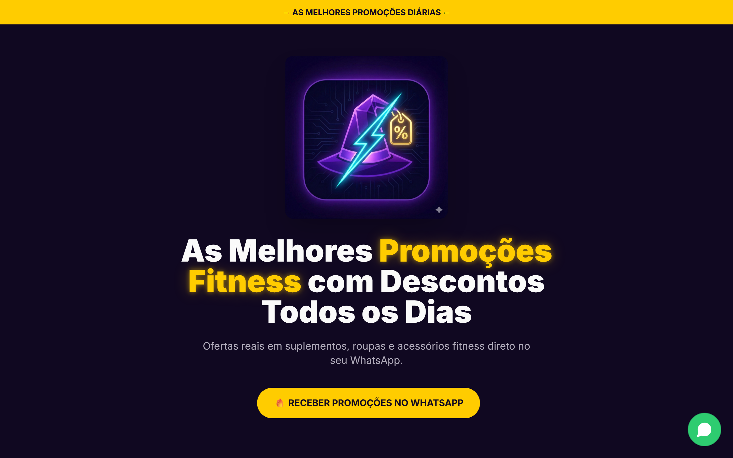 Site do projeto Mago das Ofertas, Ofertas fitness · afiliados: captação de lista no whatsapp